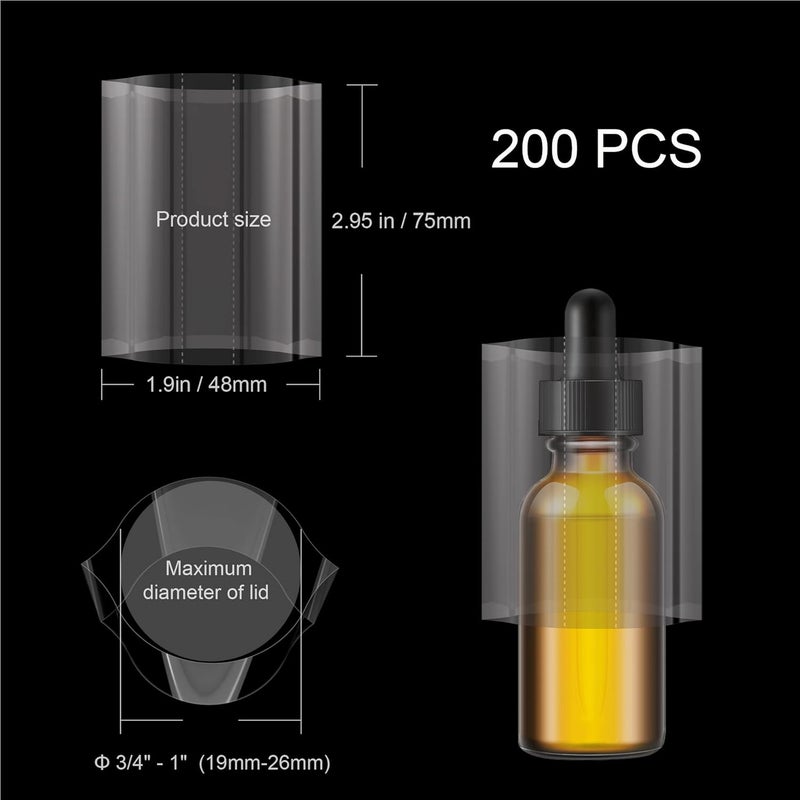 AOUKAR Shrink Wrap Bands for Bottles Jars Seals Heat Shrink Bands Cap Seal for Jars Bottles Mouth Shrink Bag Refillable Shrink Wrap Container-200 Pieces-1.9X 3 Inch-48 x 75mm - Image 2